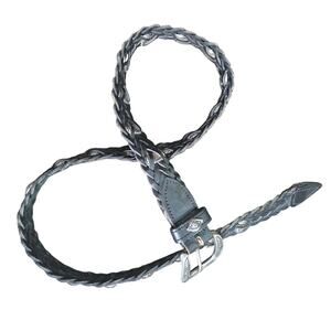 Vintage Unbranded Black Braided Concho Leather Belt sz Medium Retro Boho Western